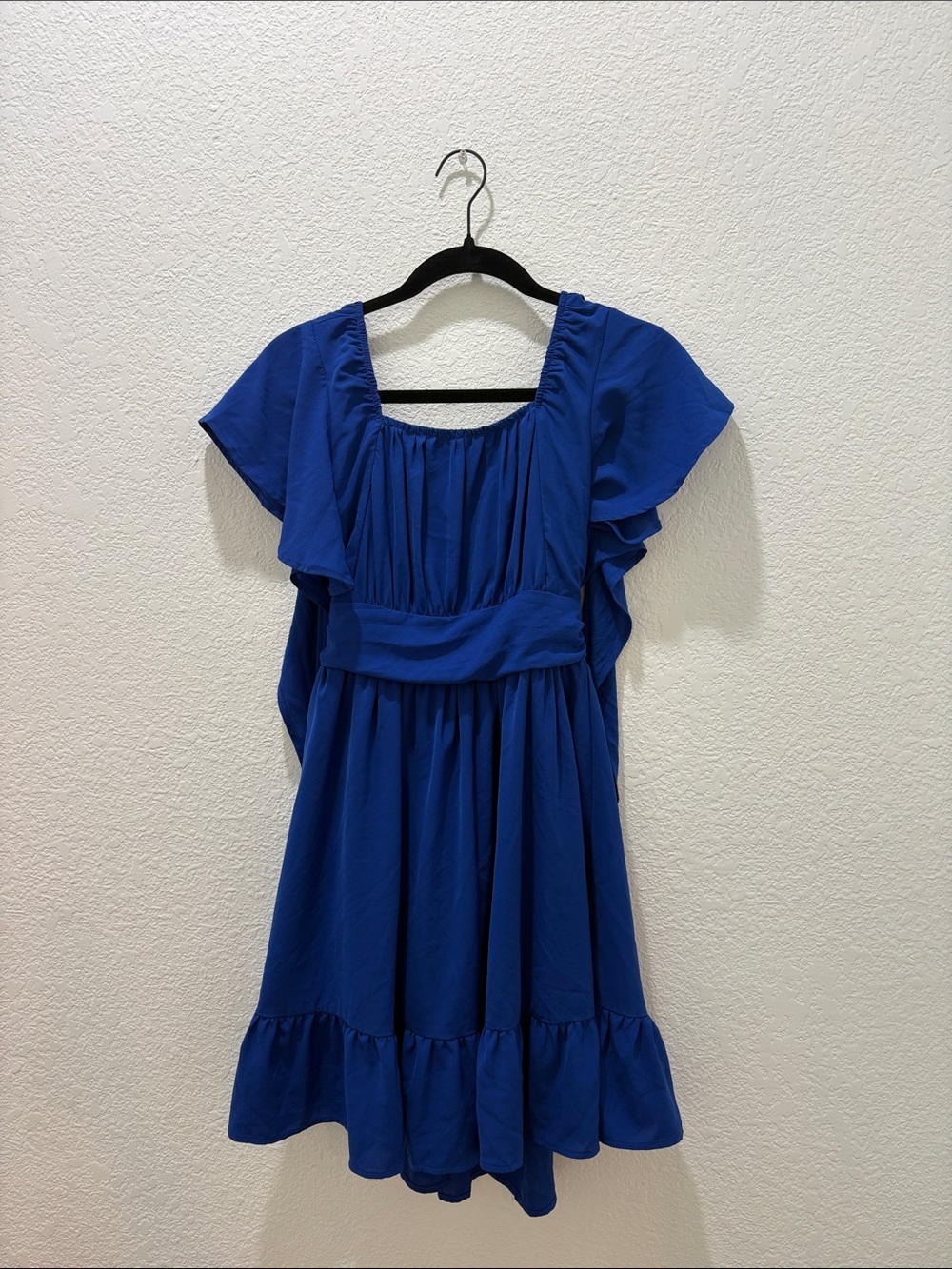 Amazon Royal Blue Flutter-Sleeve Girls Dress